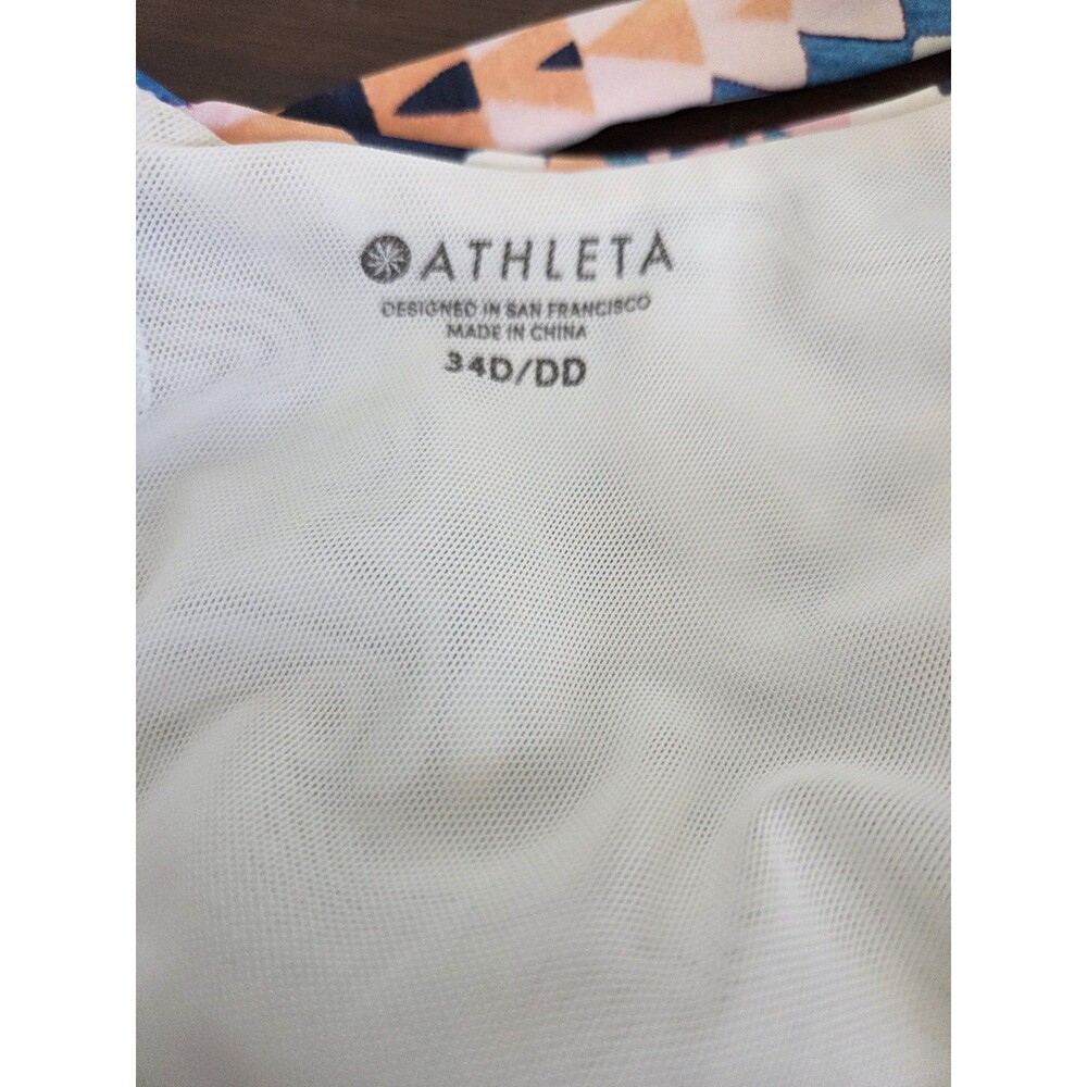 Athleta 34D/DD Geometric High Neck Bikini Swim Top Multicolor Open Back - Picture 4 of 5